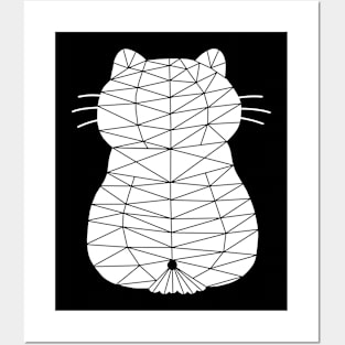 Cat sits upright, Cat Geometric for Dark Posters and Art